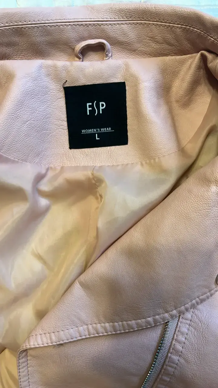 Chaqueta de cuero sintético rosa FSP para mujer - 4