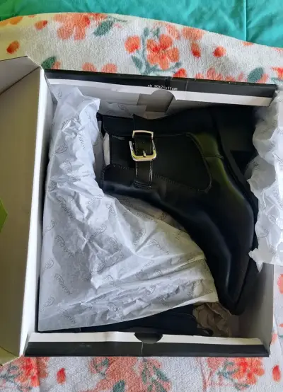 Botines de cuero negro con hebilla Marquis - miniatura 4