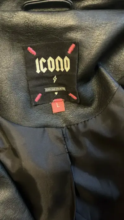Chaqueta de cuero negra Icono Rebel Rose - miniatura 3