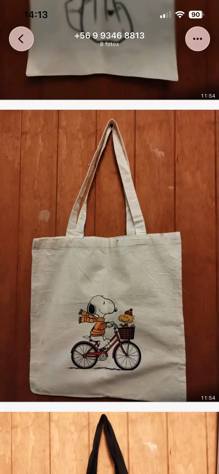 Bolsa de tela negra con diseño de personaje - 2