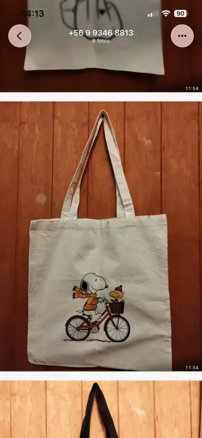 Bolsa de tela negra con diseño de personaje - miniatura 2