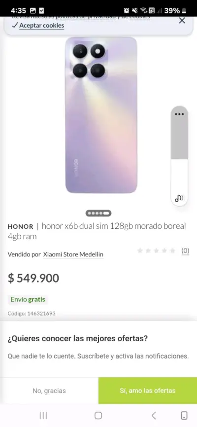 Smartphone Honor X6B Dual SIM 128GB Morado - miniatura 1