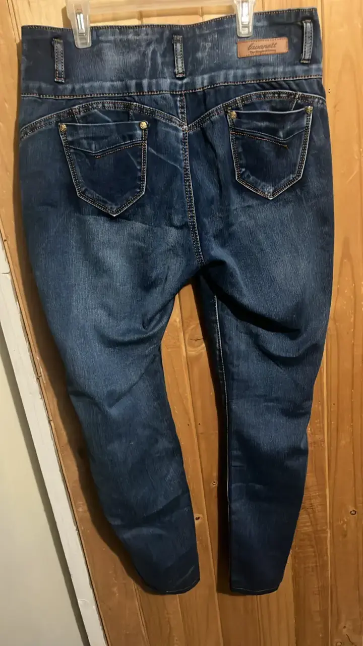 Jeans azul oscuro para mujer con cintura alta - 3