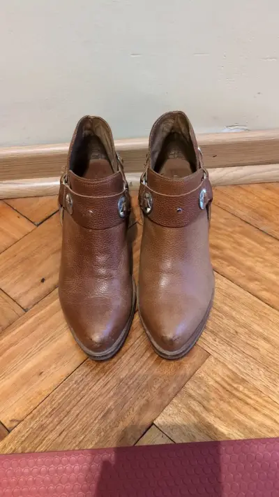 Botines de cuero marrón con hebillas Romano - miniatura 1