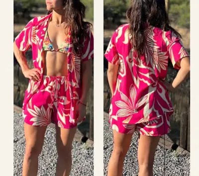Conjunto de verano estampado floral para mujer - miniatura 1