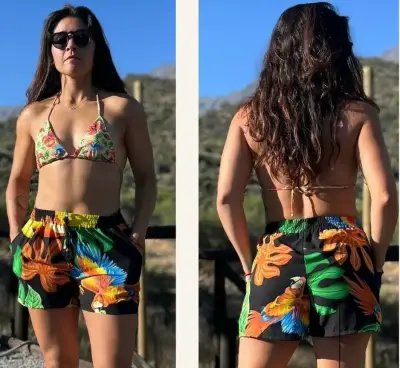Shorts de playa estampado tropical - miniatura 1