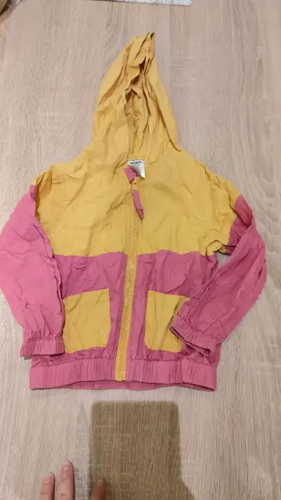 Chaqueta impermeable infantil Anko amarilla y rosada - miniatura 1