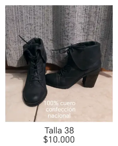 Botines de cuero negro talla 38 - miniatura 1