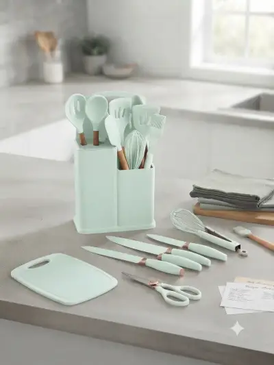 Set de utensilios de cocina Evryealth con soporte - miniatura 1