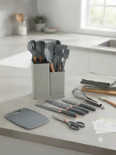 Set de utensilios de cocina Evryealth con soporte - miniatura 2