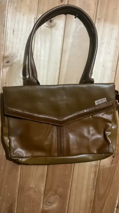 Bolso de cuero marrón Leather Express - miniatura 1
