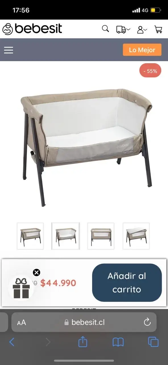 Cuna colecho Bebesit Easy LX beige con mosquitero - 3