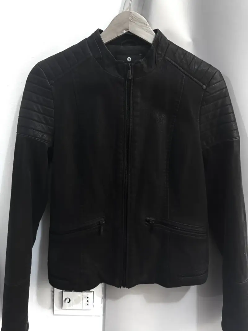 Chaqueta Biker Mujer Negra Ecocuero Talla S - 1
