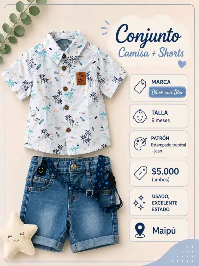 Conjunto Camisa y Shorts Niño Black and Blue - miniatura 1