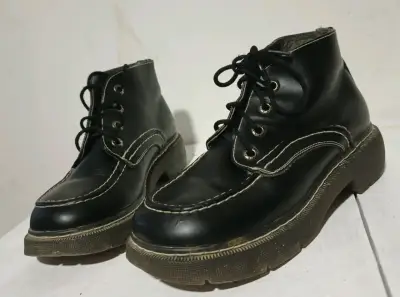Botines de cuero negro con plataforma - miniatura 1