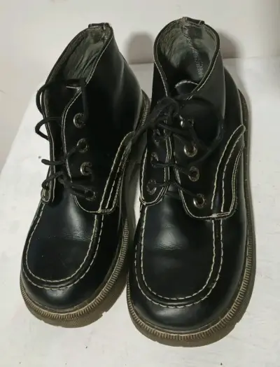 Botines de cuero negro con plataforma - miniatura 3