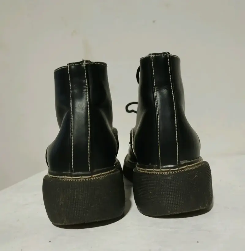 Botines de cuero negro con plataforma - 5
