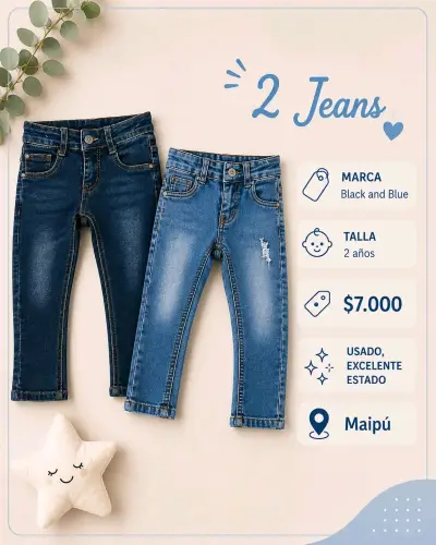 Jeans para niños Black and Blue talla 2 años - miniatura 1