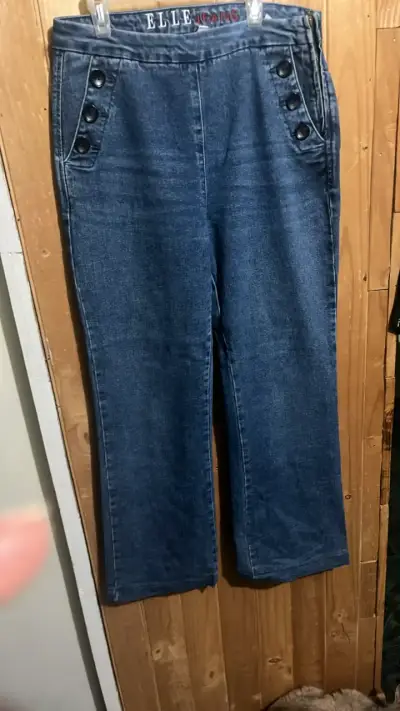 Jeans de mujer azul con botones Elle - miniatura 1