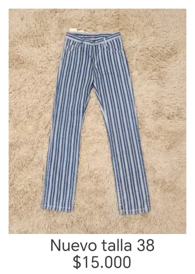 Pantalones a rayas azul talla 38 nuevos - miniatura 1
