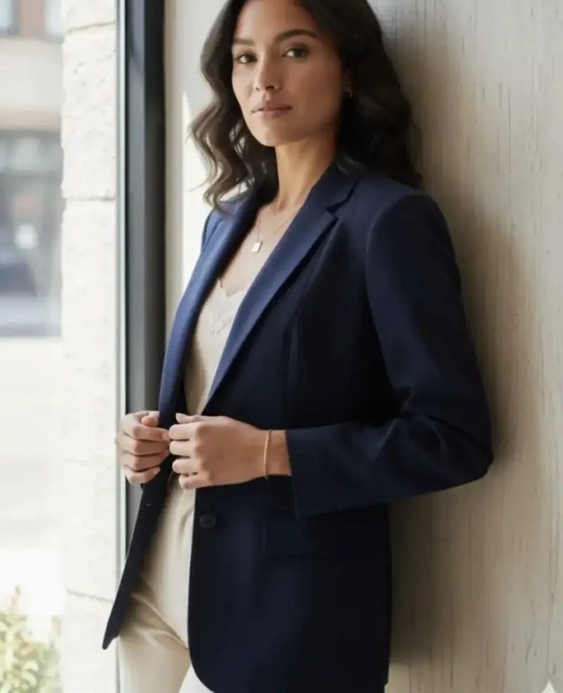 Blazer azul oscuro para mujer elegante - 3