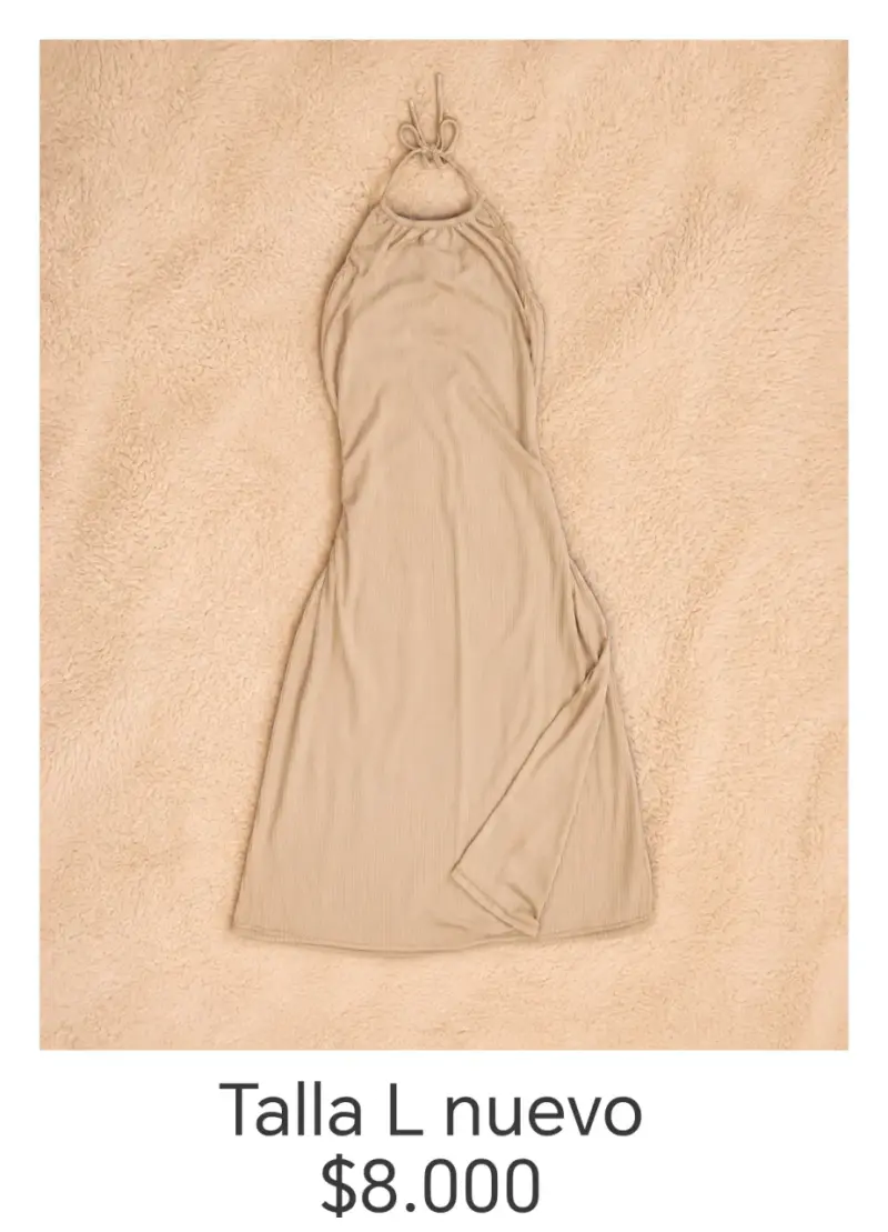 Vestido beige sin mangas talla L nuevo