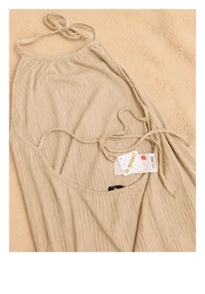 Vestido beige sin mangas talla L nuevo - miniatura 2