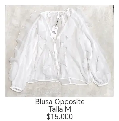 Blusa blanca con volantes Opposite talla M - miniatura 1