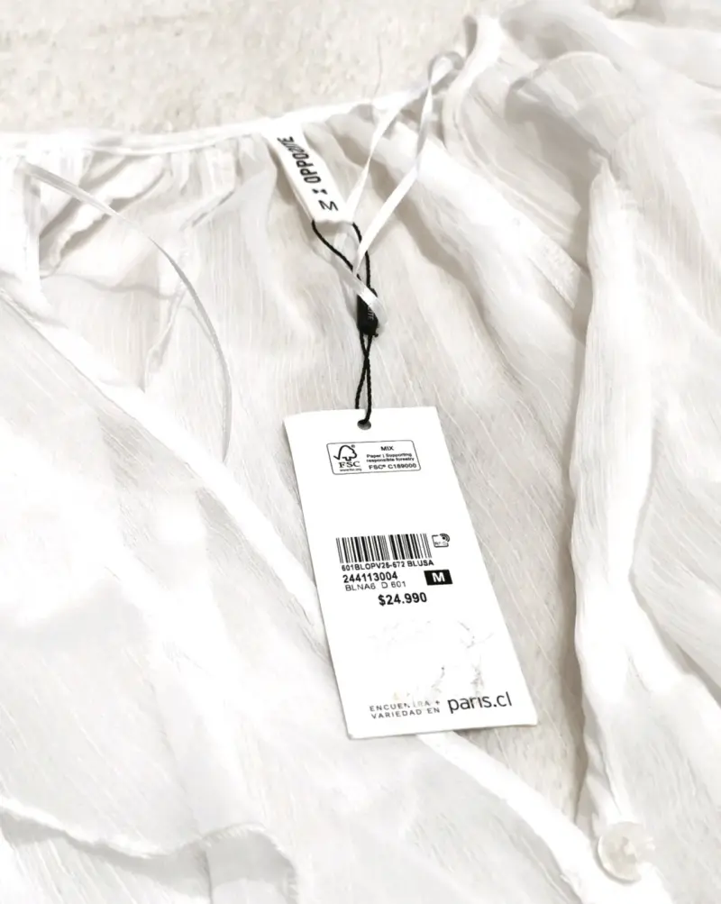 Blusa blanca con volantes Opposite talla M - 2