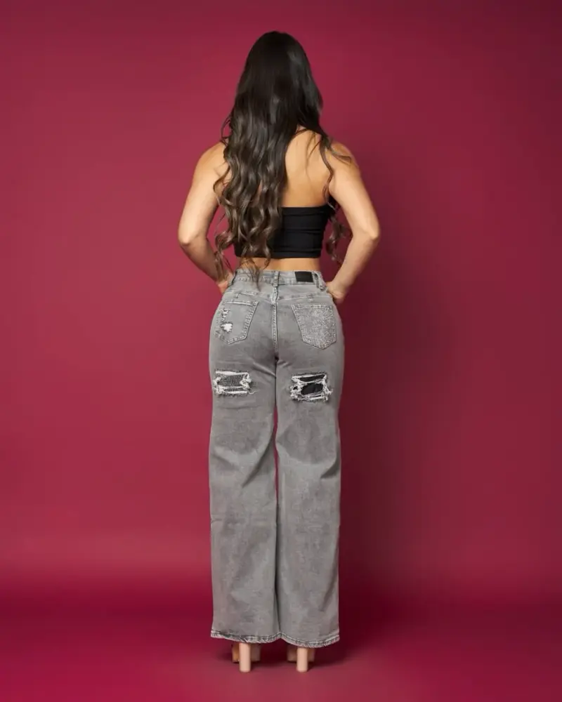 Jeans europeos con malla metálica  full moda🎀 - 3