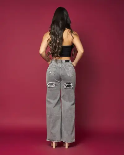 Jeans europeos con malla metálica  full moda🎀 - miniatura 3