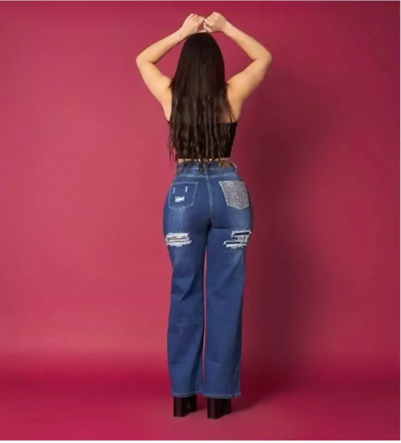 Jeans europeos con malla metálica  full moda🎀 - 5