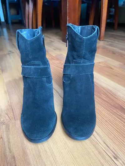 Botines de gamuza negros con tacón alto - miniatura 6