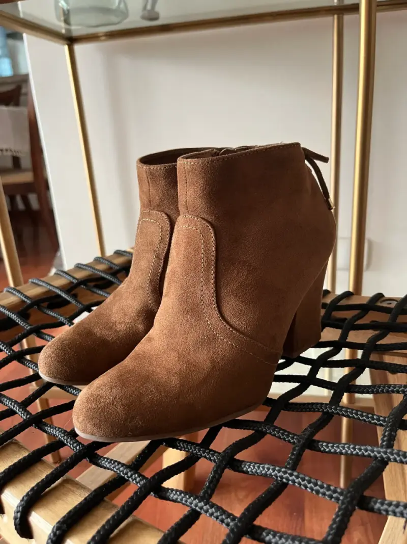 Botines de gamuza marrón con tacón alto - 6