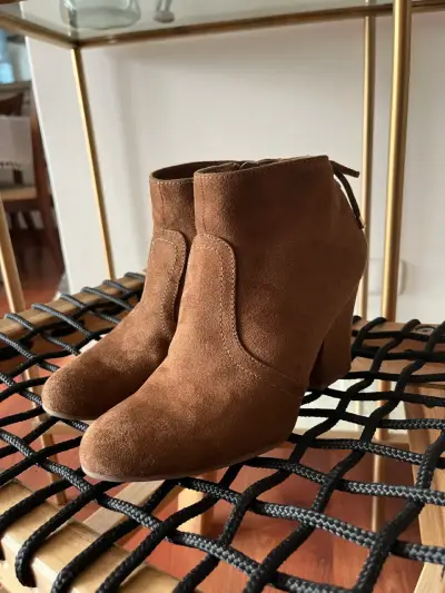 Botines de gamuza marrón con tacón alto - miniatura 6