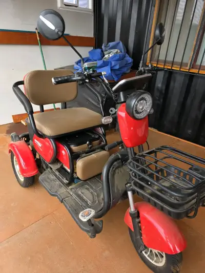 Scooter eléctrico rojo para adultos con asiento doble - miniatura 1