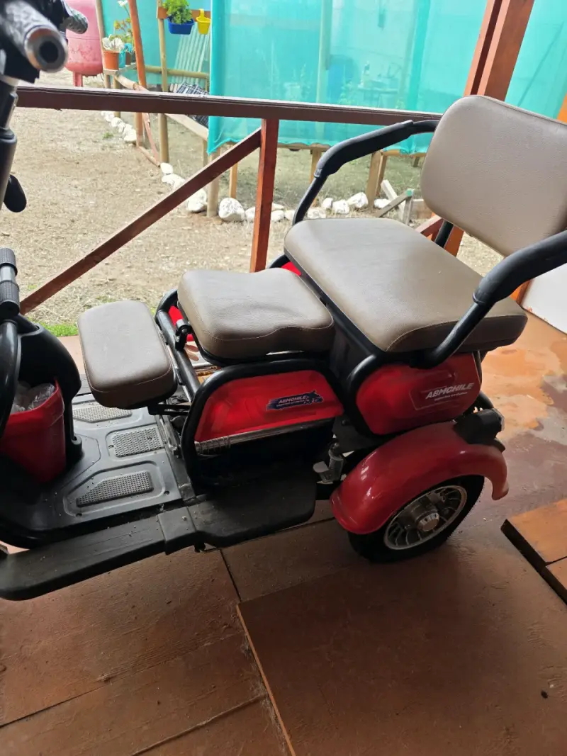 Scooter eléctrico rojo para adultos con asiento doble - 2