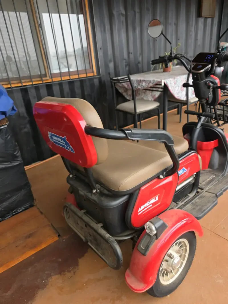 Scooter eléctrico rojo para adultos con asiento doble - 4