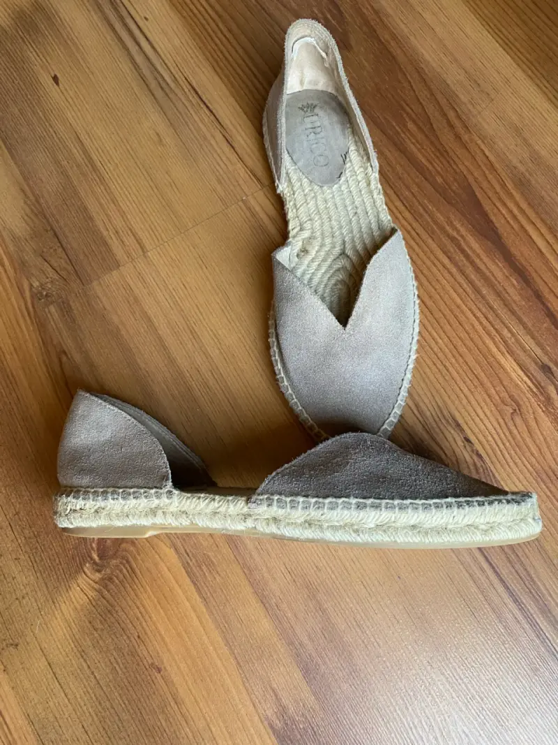 Alpargatas de cuero beige para mujer - 5