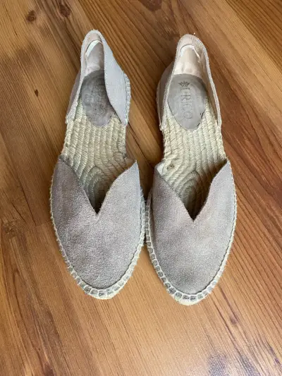 Alpargatas de cuero beige para mujer - miniatura 6