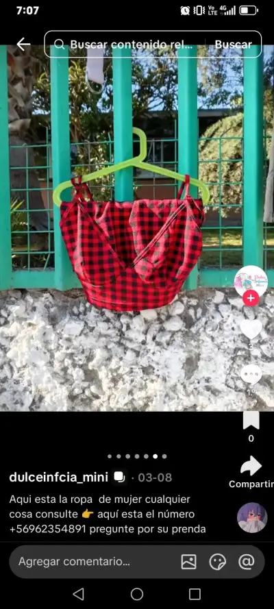 Top de tirantes rojo a cuadros - miniatura 1