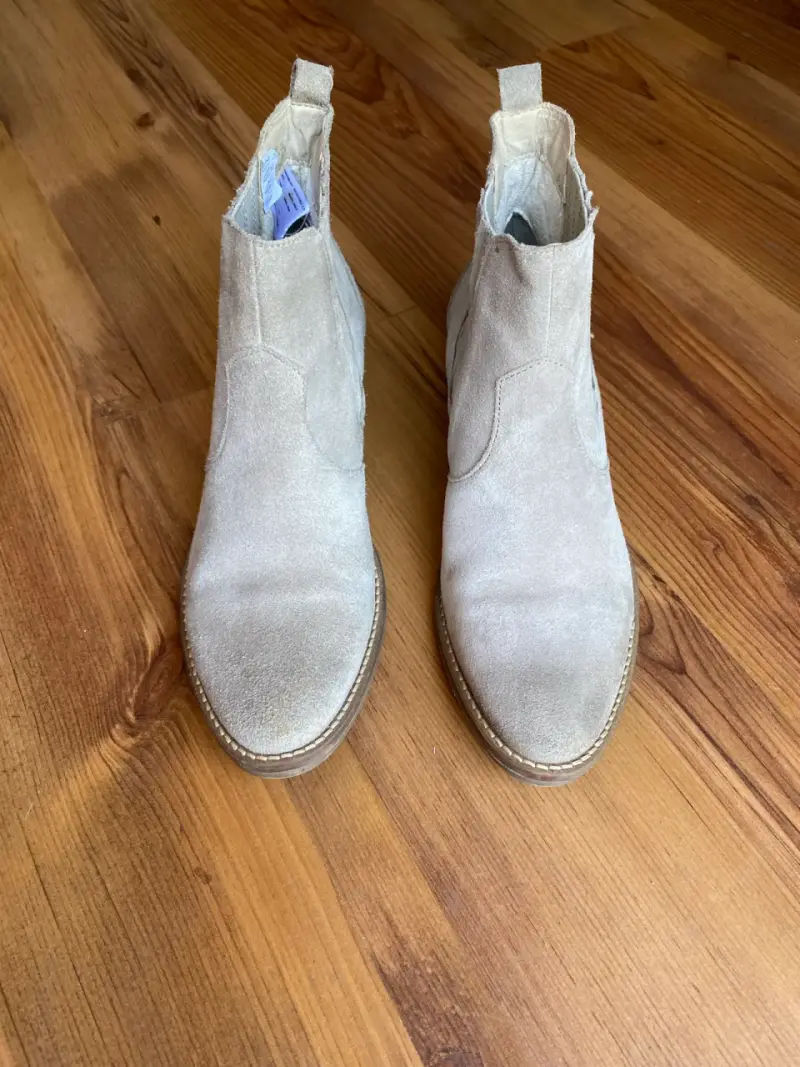 Botines de gamuza beige para mujer - 5