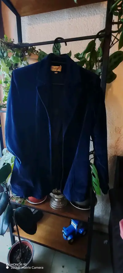 Blazer de terciopelo azul para mujer talla S - miniatura 1