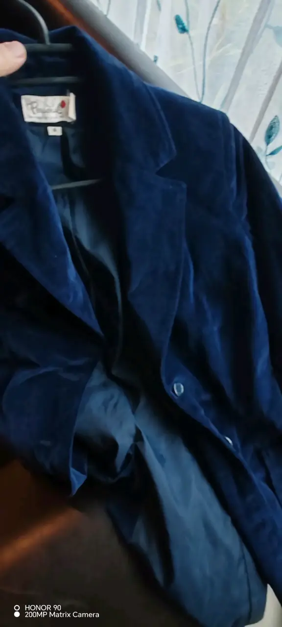 Blazer de terciopelo azul para mujer talla S - 2