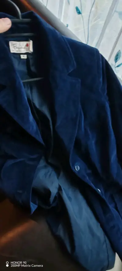 Blazer de terciopelo azul para mujer talla S - miniatura 2