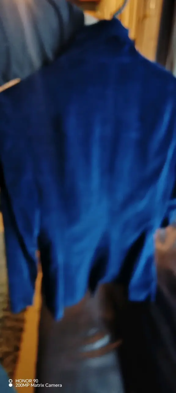 Blazer de terciopelo azul para mujer talla S - 3