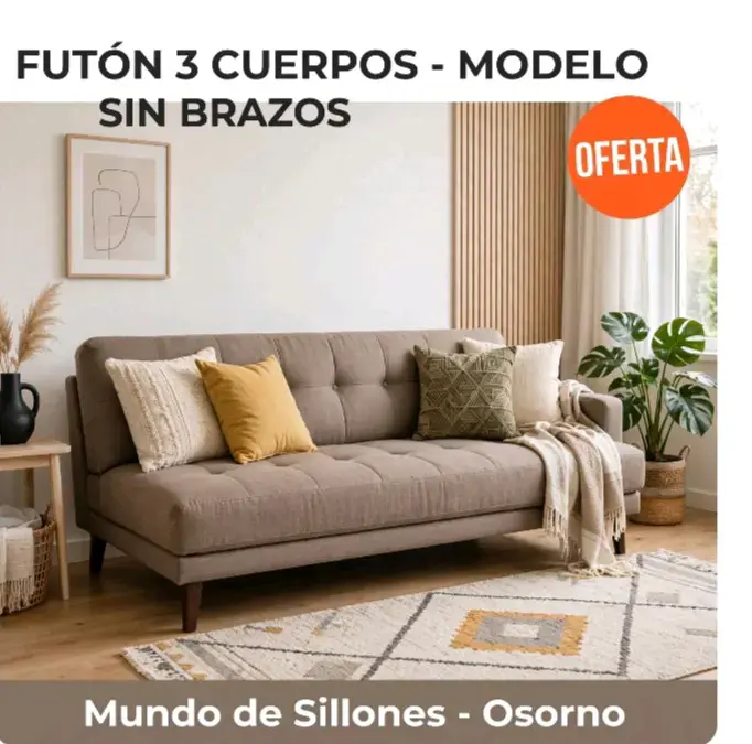 Futón 3 Cuerpos Sin Brazos en Oferta