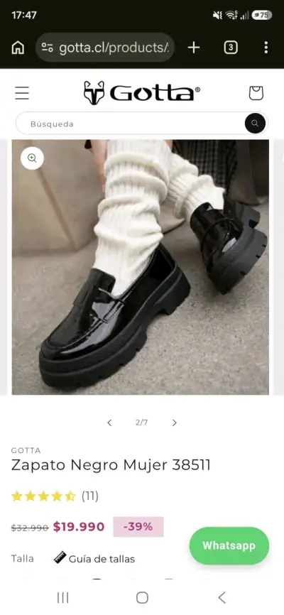 Zapatos de charol negro con suela gruesa Gotta - miniatura 5