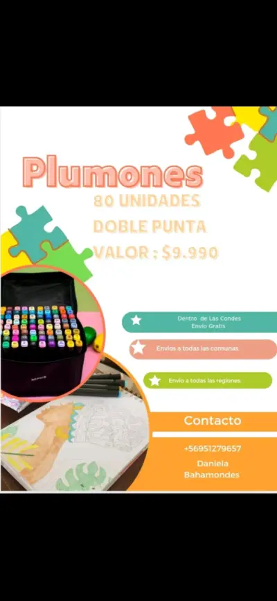 Set de Plumones Doble Punta 80 Unidades - miniatura 3