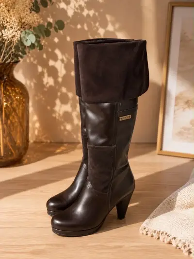Botas de cuero marrón con detalles dorados - miniatura 3